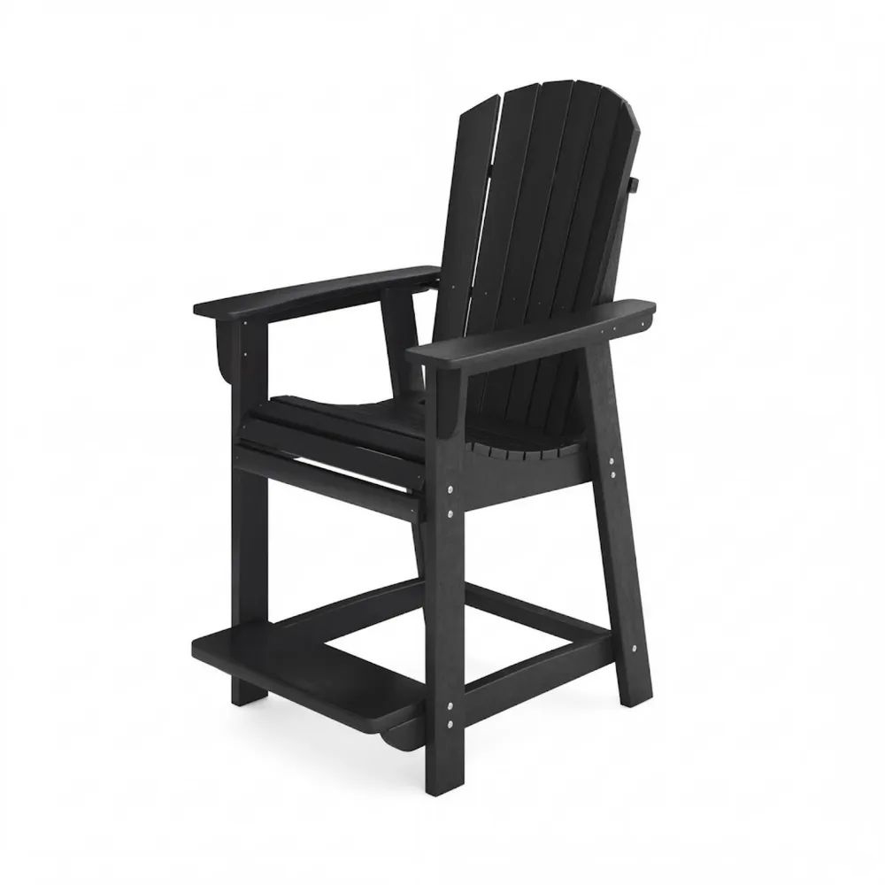 Silla alta de plástico reciclado negra con reposapiés-Zenhaveneu