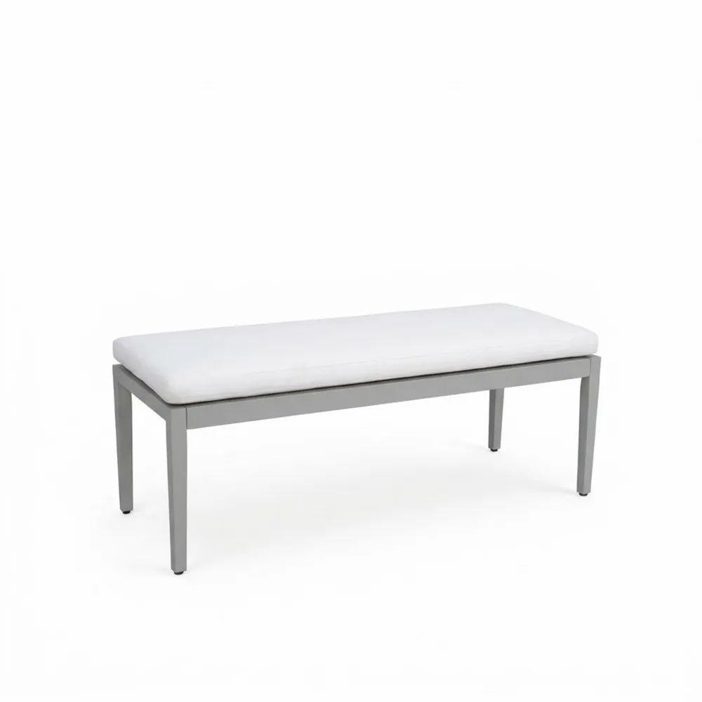 Banco de Aluminio con Asiento Blanco 130x40x45 cm-Zenhaveneu