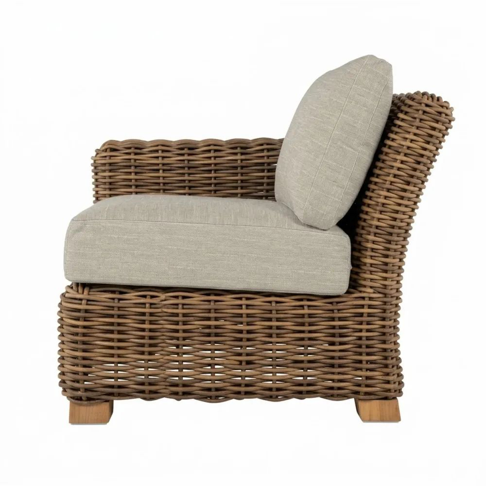 Sofá Individual de Ratán Sintético con Cojines de Poliéster Beige-Zenhaveneu