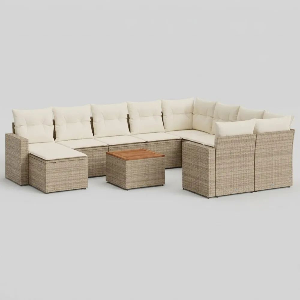 Conjunto de Sofás Seccionales de Ratán Sintético con Cojines de Poliéster-Zenhaveneu