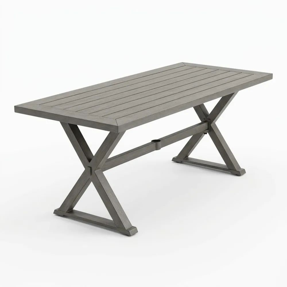 Mesa rectangular de aluminio gris 180x90x75 cm-Zenhaveneu