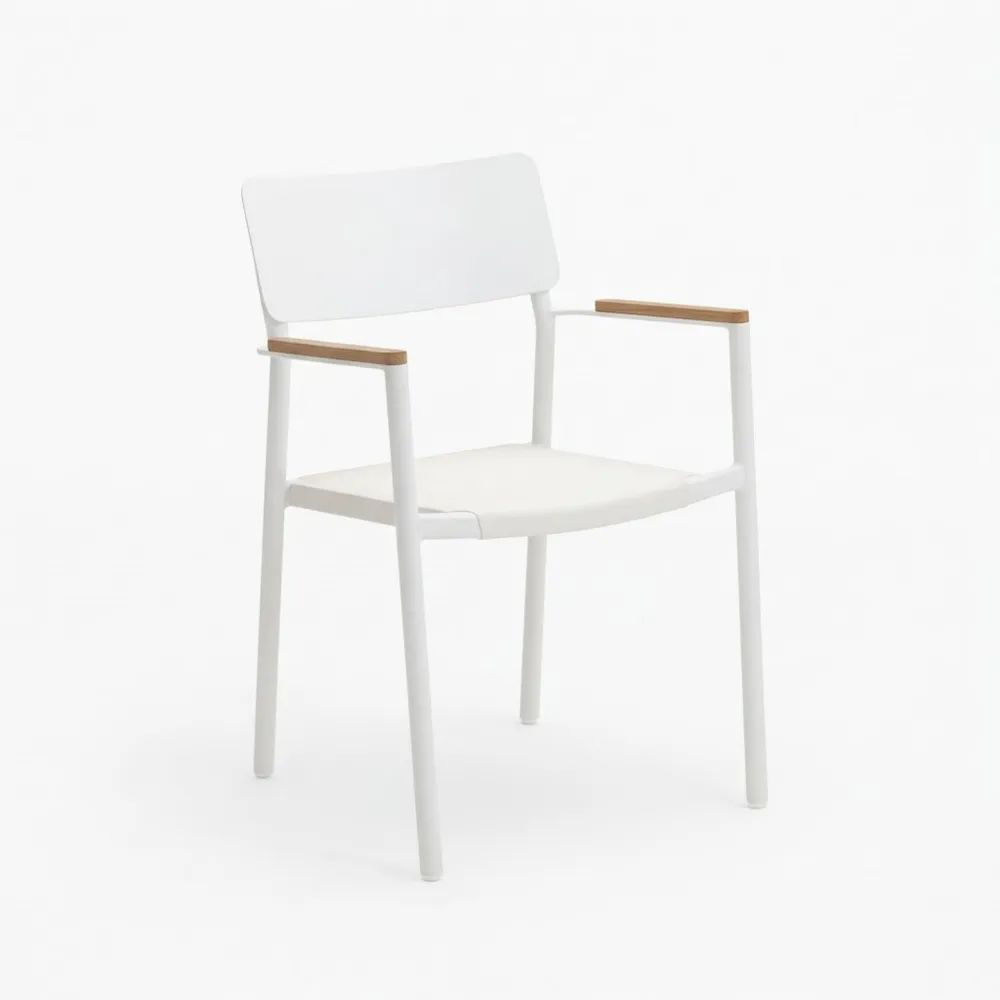 Silla con reposabrazos de aluminio y polipropileno blanca-Zenhaveneu