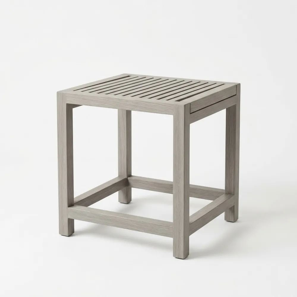 Mesa auxiliar de madera de acacia gris 45x35x35 cm-Zenhaveneu