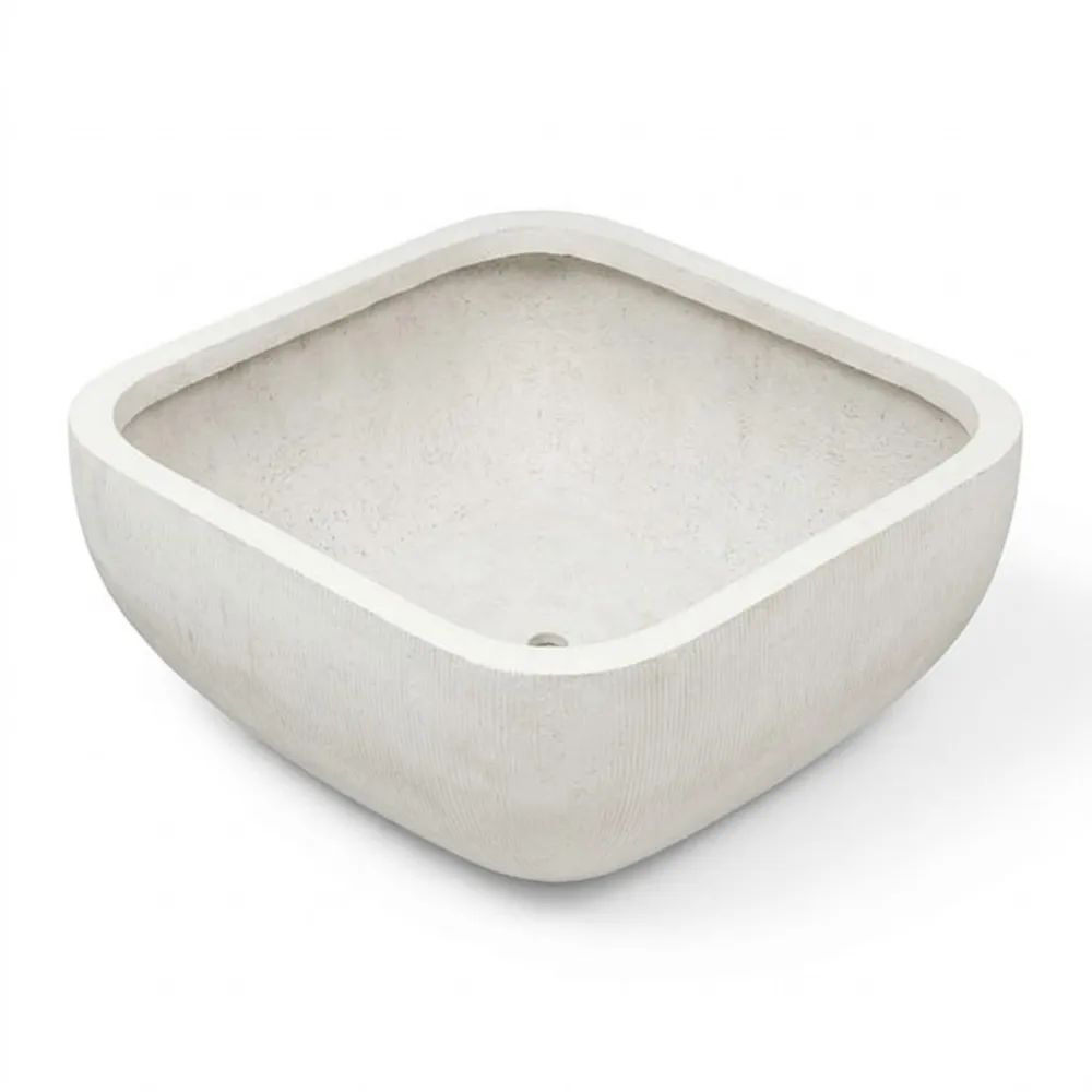Lavabo cuadrado de resina compuesto blanco 40x40x15 cm-Zenhaveneu