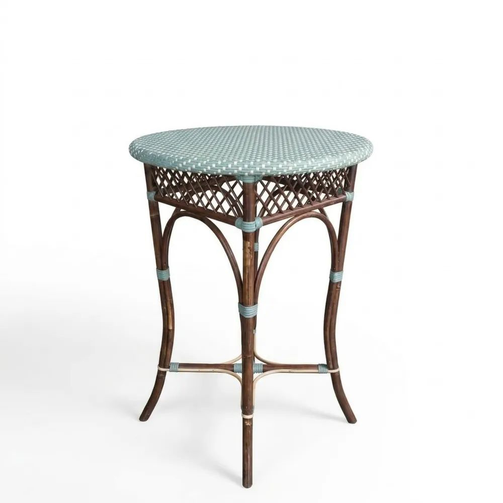 Mesa redonda de ratán para exteriores Marrón y Verde-Zenhaveneu