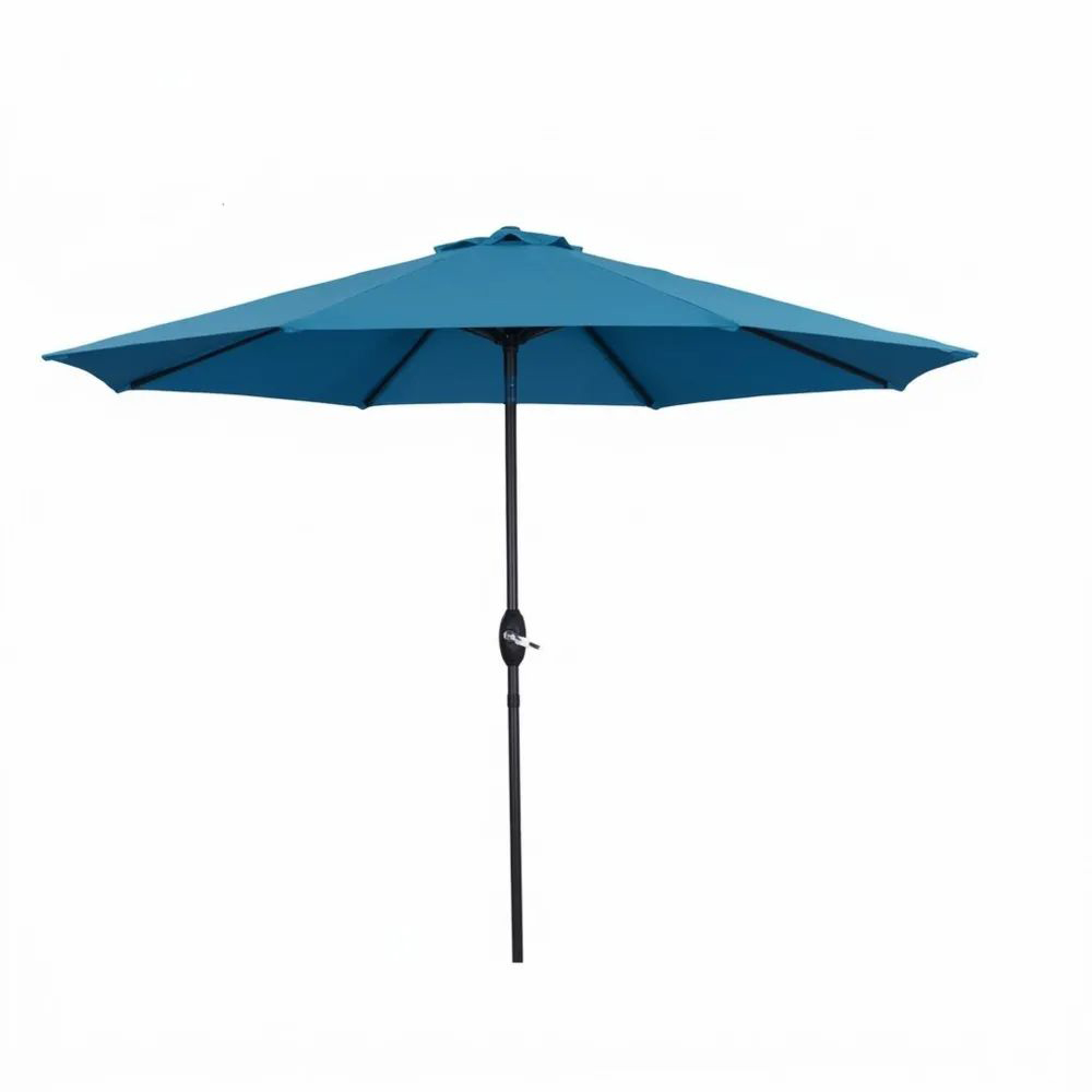 Parasol de Jardín Redondo 300cm Poliéster Azul Aluminio-Zenhaveneu