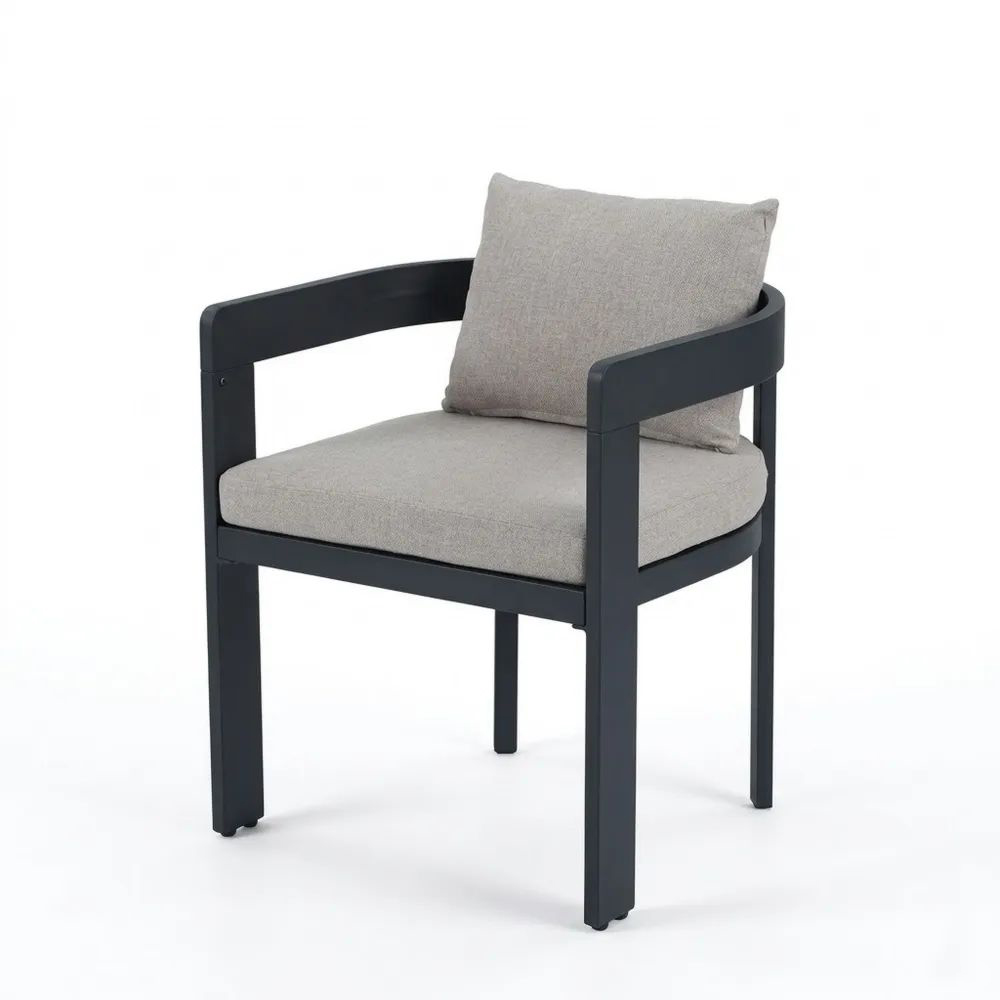 Silla de Jardín Aluminio Cojín Tela Gris-Zenhaveneu