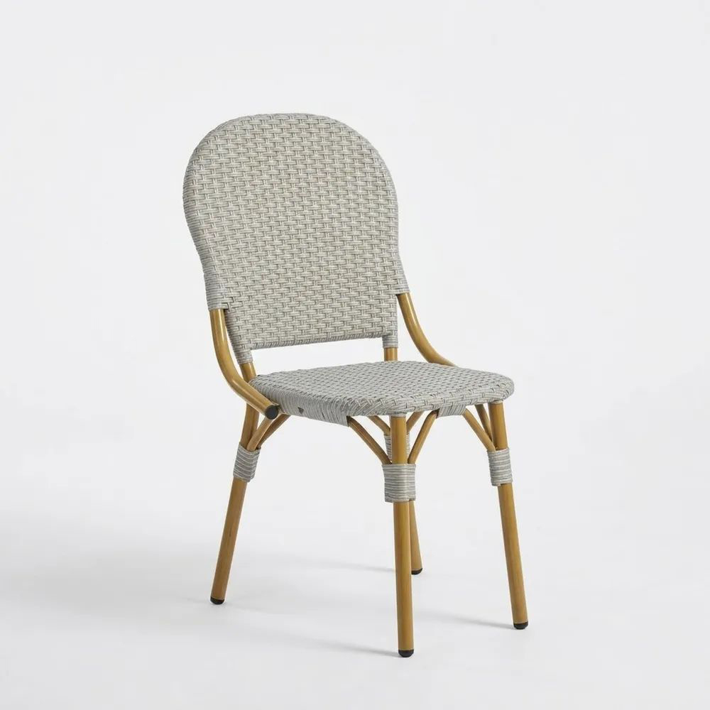 Silla de Aluminio y Ratán Sintético Gris-Zenhaveneu
