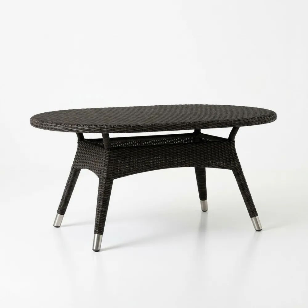 Mesa de jardín de ratán con patas de acero-Zenhaveneu