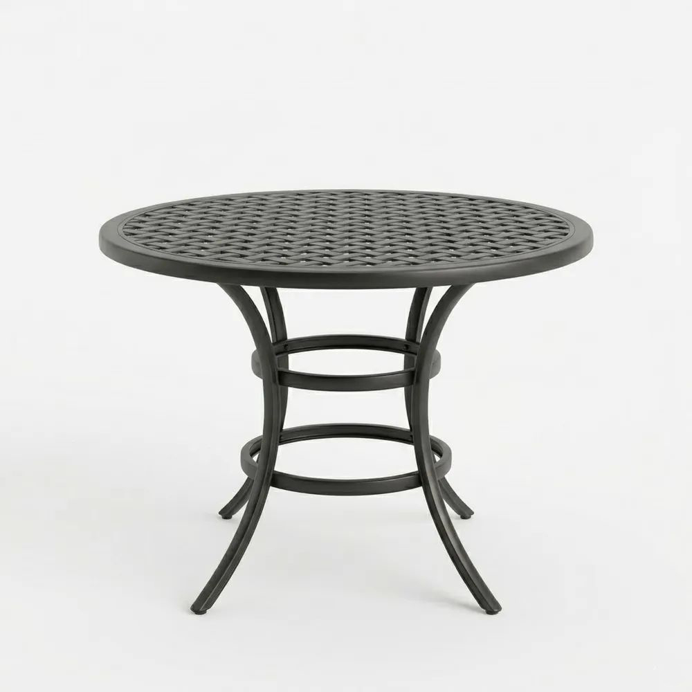 Mesa redonda de aluminio con superficie calada-Zenhaveneu