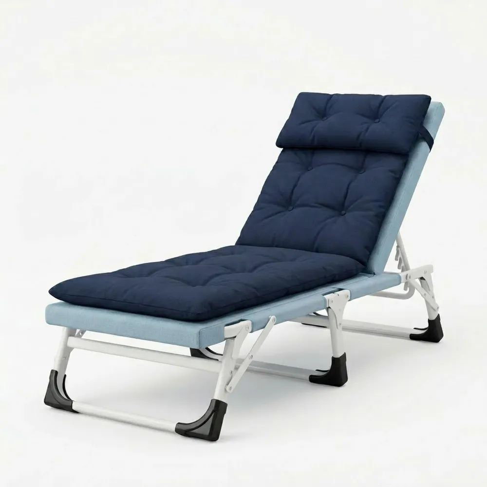 Tumbona Plegable Ajustable de Tela Azul Marino con Marco Metálico-Zenhaveneu