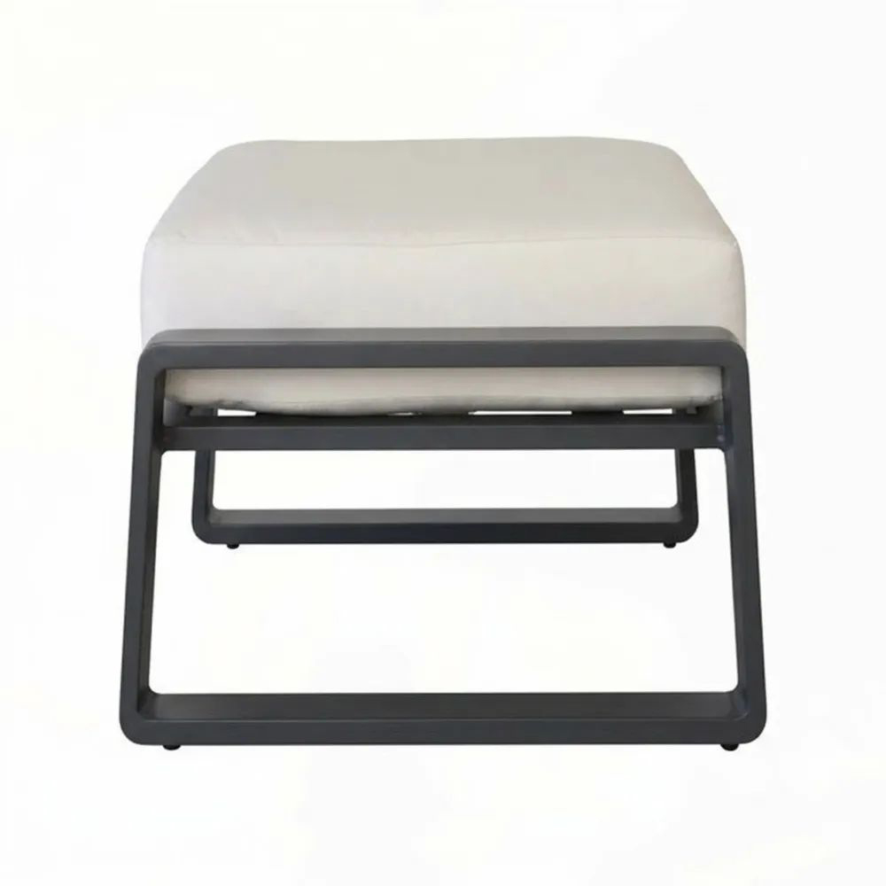 Taburete de Aluminio con Cojín Crema y Gris-Zenhaveneu