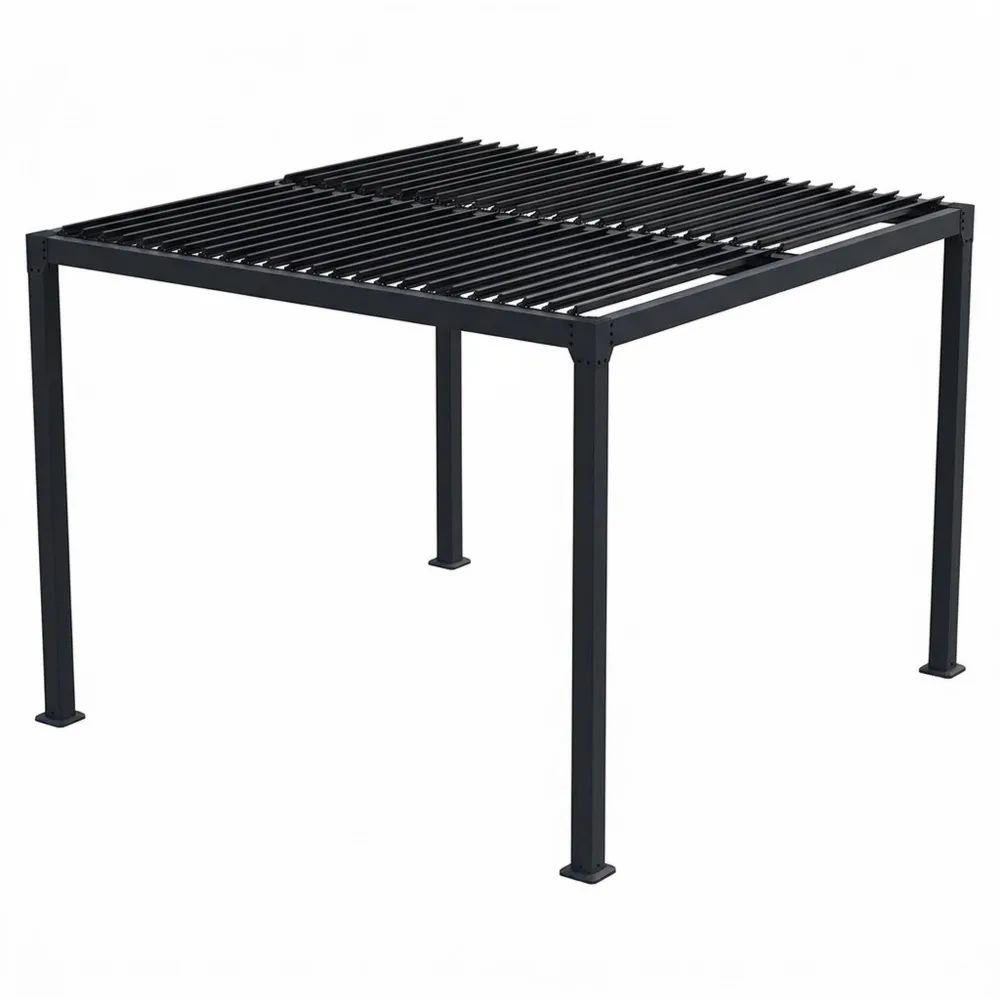 Cenador de acero galvanizado negro, 300x300x250 cm-Zenhaveneu