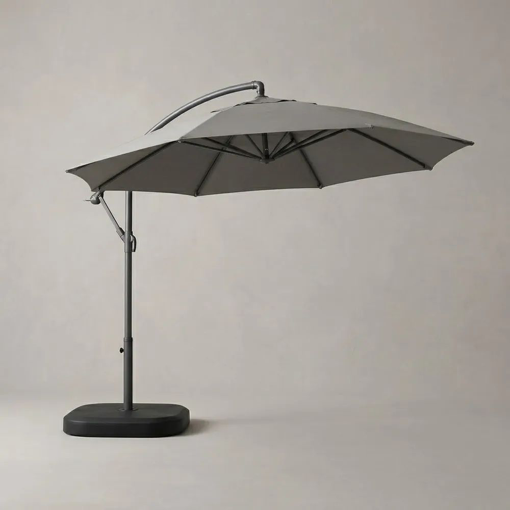 Parasol de Jardín Redondo de Aluminio y Tela Gris 3m-Zenhaveneu