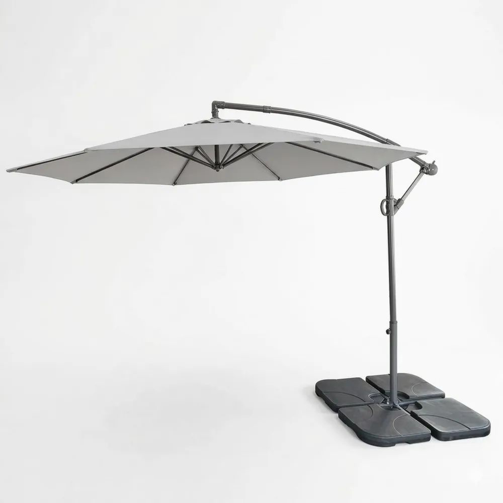 Sombrilla Parasol Colgante de Aluminio y Poliéster Gris 3m-Zenhaveneu