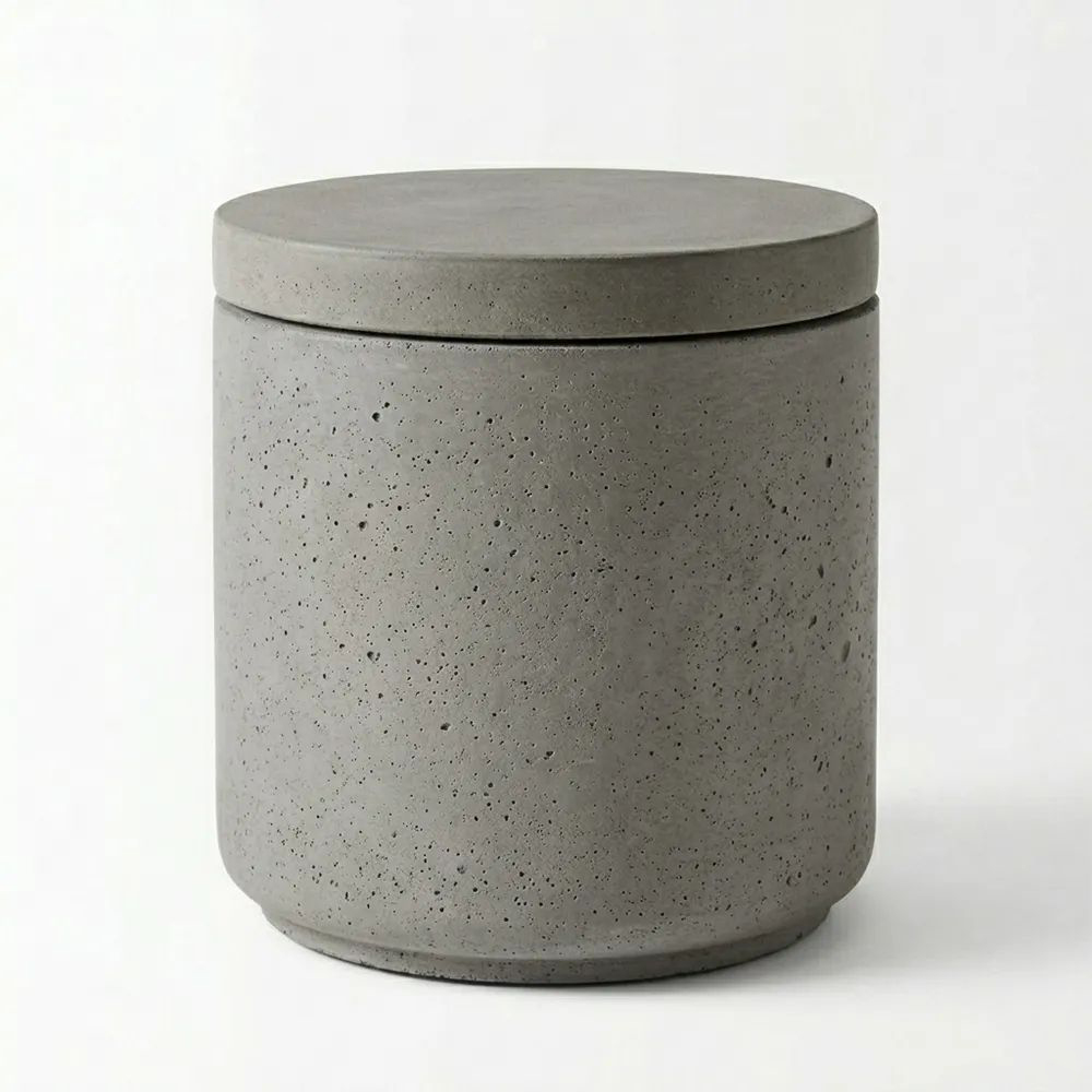 Mesa redonda de hormigón gris-Casaluxeeu