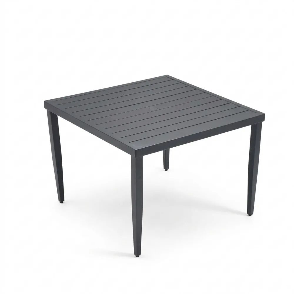 Mesa cuadrada de aluminio gris 90x90x75 cm-Casaluxeeu