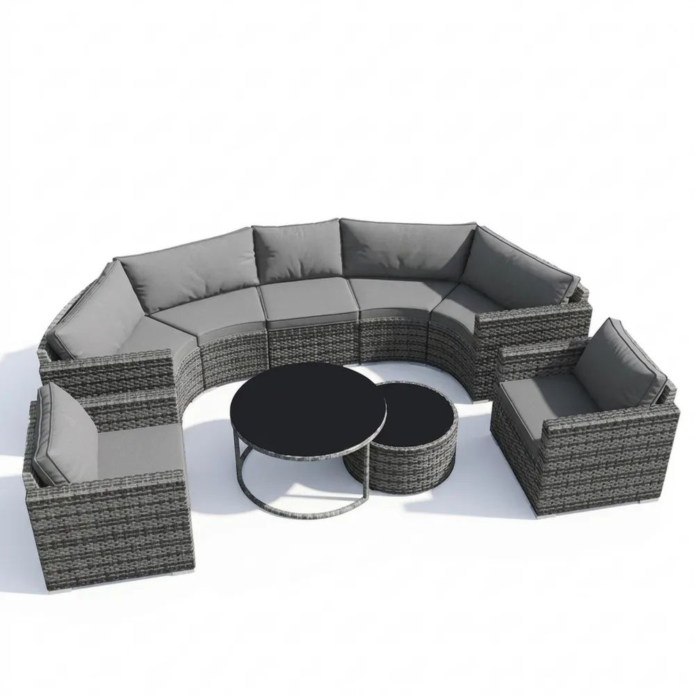 Conjunto de Muebles de Jardín Ratan Sintético Cojines Grises-Casaluxeeu