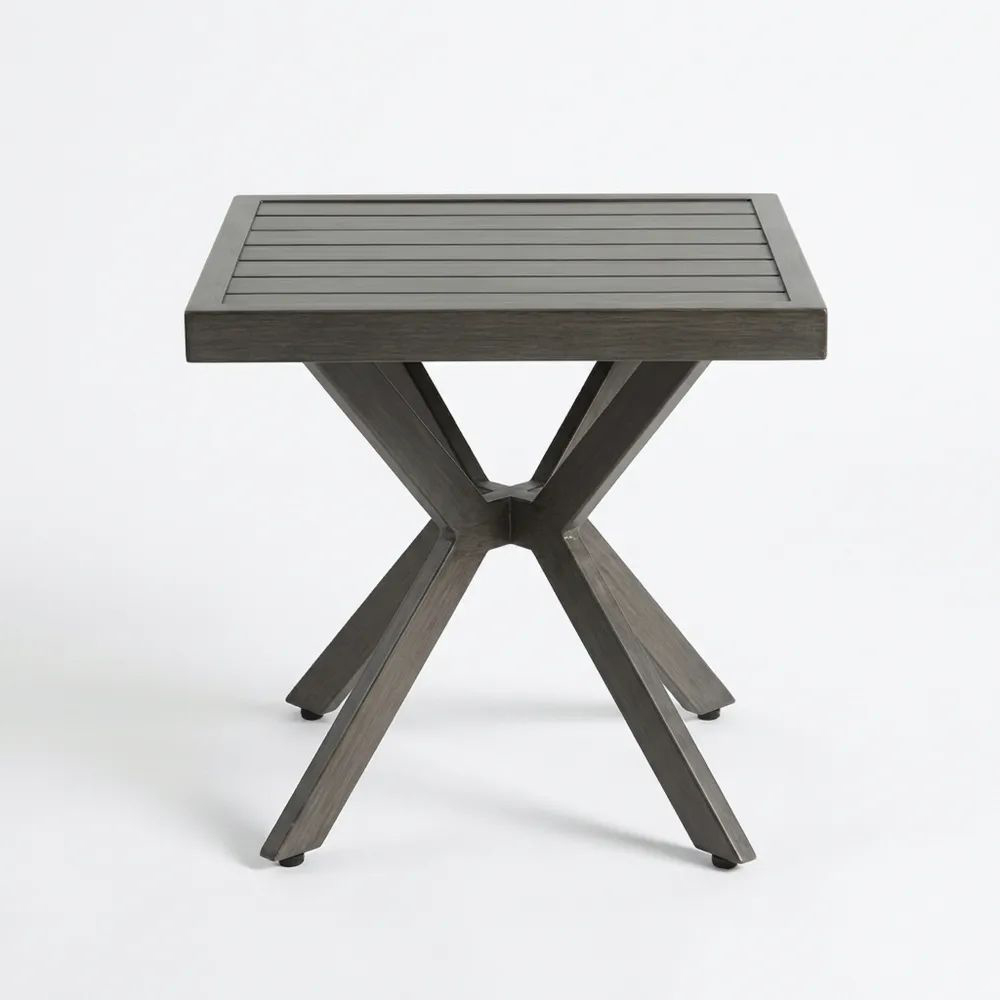 Mesa auxiliar de roble en color gris 45x45x50 cm-Casaluxeeu