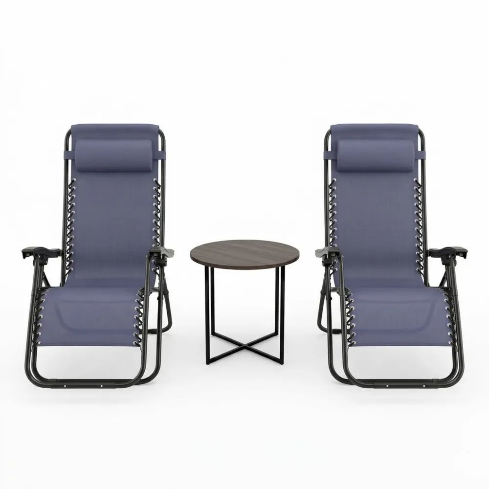 Conjunto de silla de fibra de poliéster y mesa redonda de roble en azul y negro-Casaluxeeu