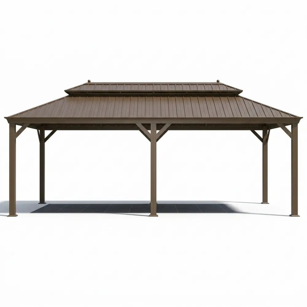 Pérgola de Aluminio para Exterior 400x300x270 cm Marrón-Casaluxeeu