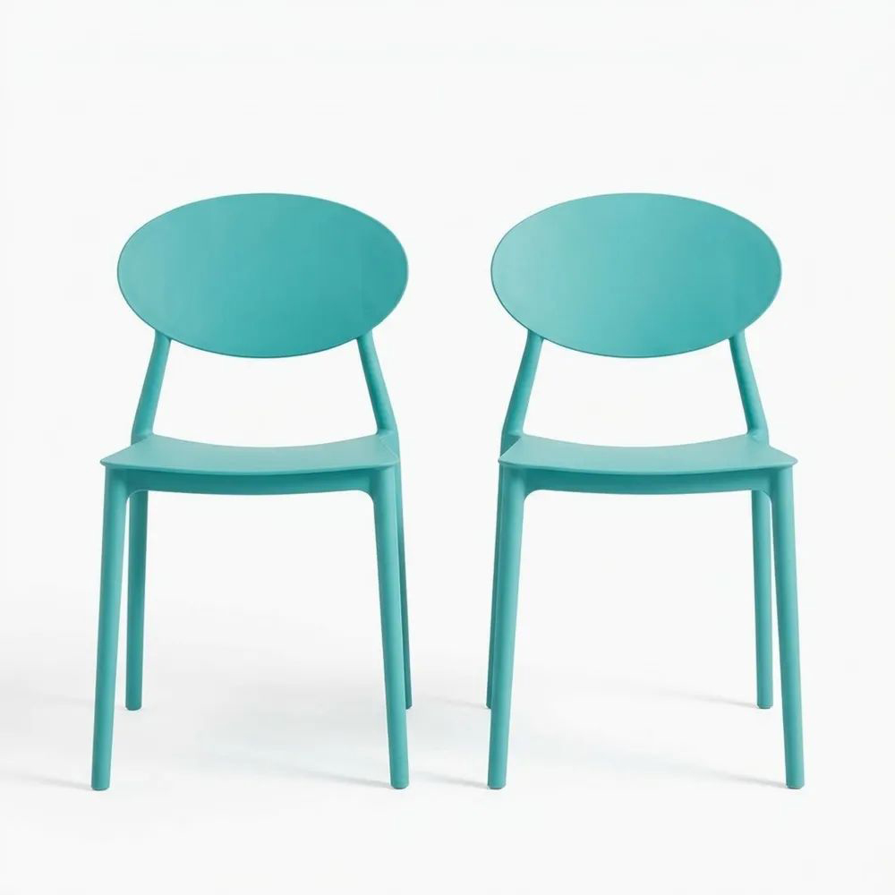 Sillas de Plástico Azul Juego de 2-Casaluxeeu