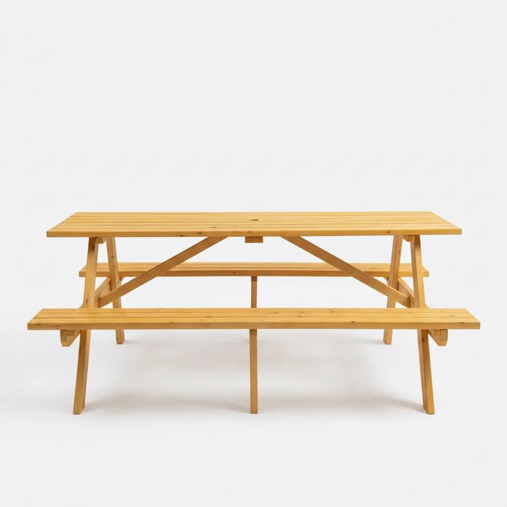 Mesa de picnic de madera de pino para exterior-Casaluxeeu