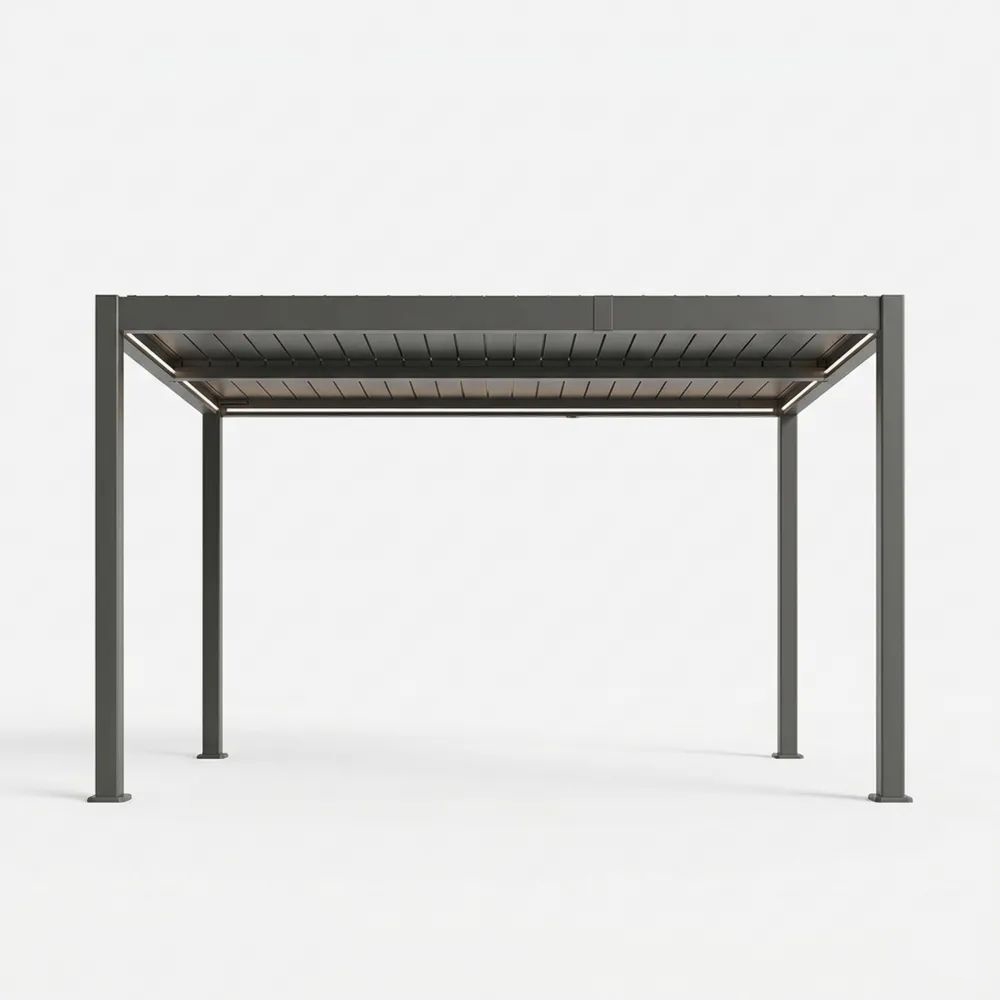 Pérgola de Aluminio Rectangular Gris 300x400 cm-Casaluxeeu