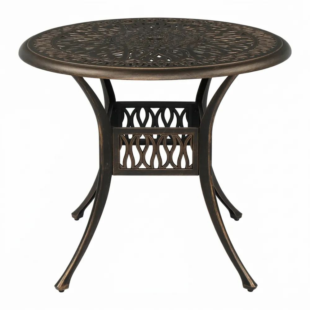 Mesa redonda de aluminio fundido para exterior 90x74 cm-Casaluxeeu