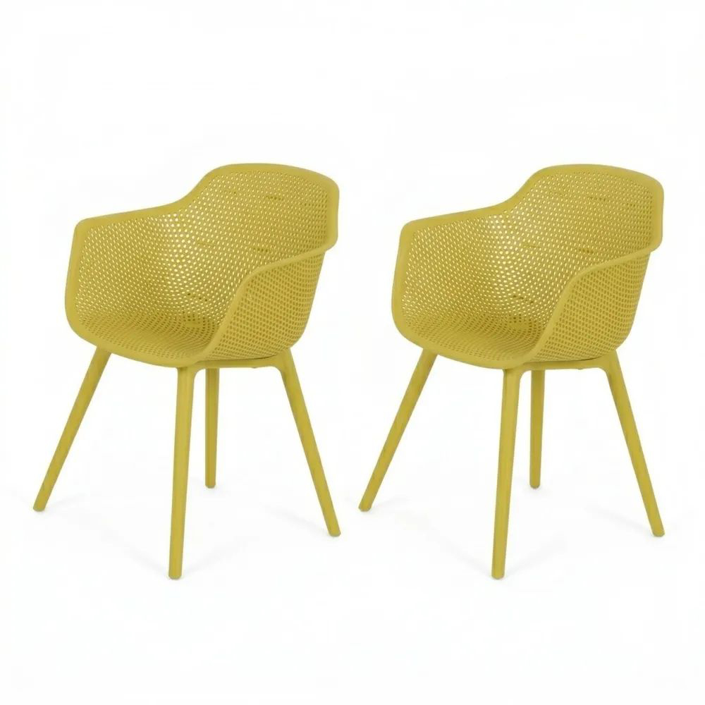 Juego de sillas de plástico amarillo-Casaluxeeu