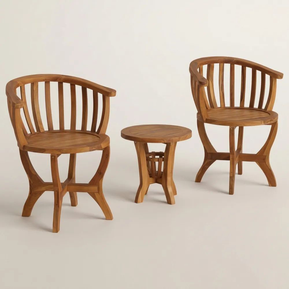 Set de Sillas y Mesa de Madera de Teca-Casaluxeeu