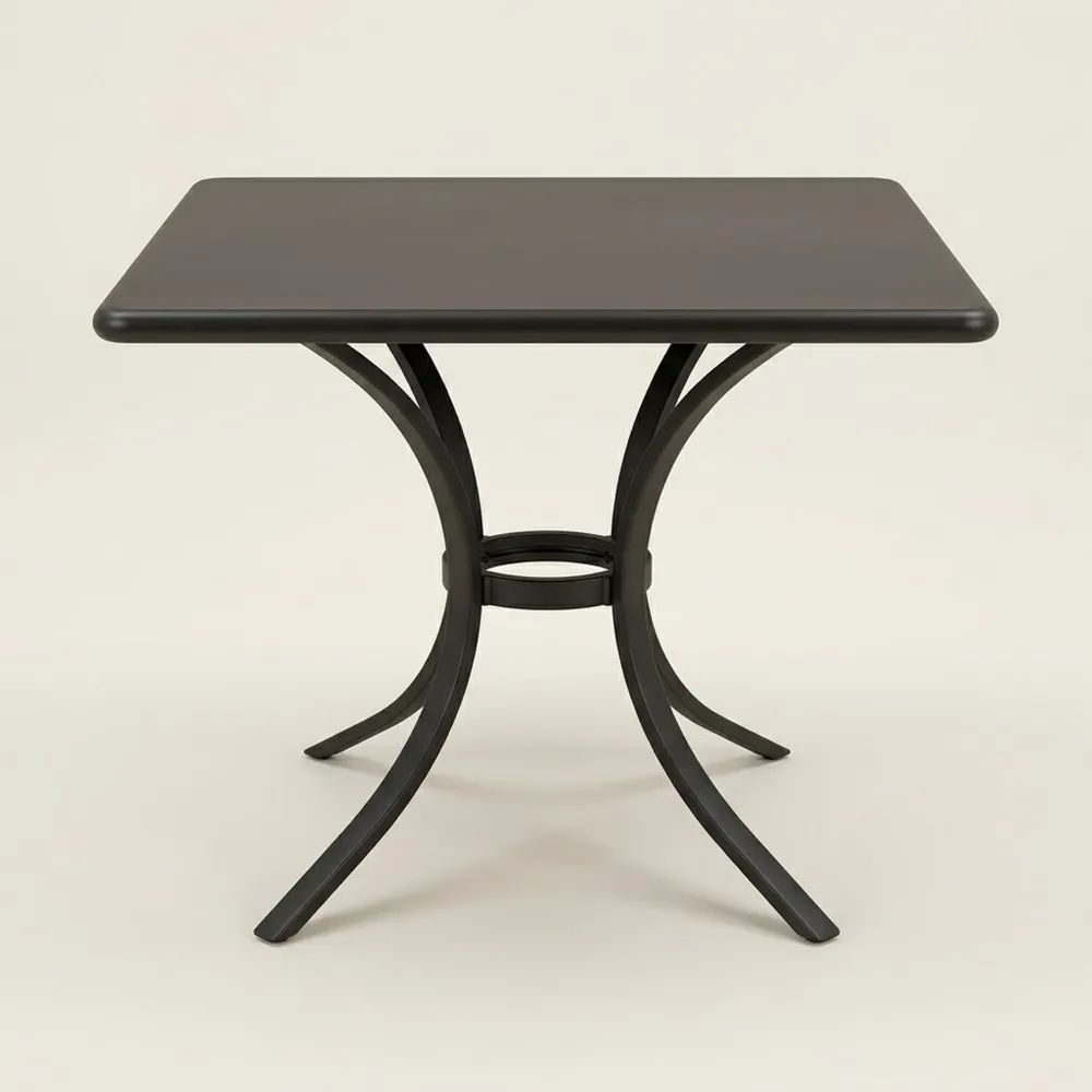 Mesa cuadrada de acero negro para exterior 80x80x75 cm-Casaluxeeu