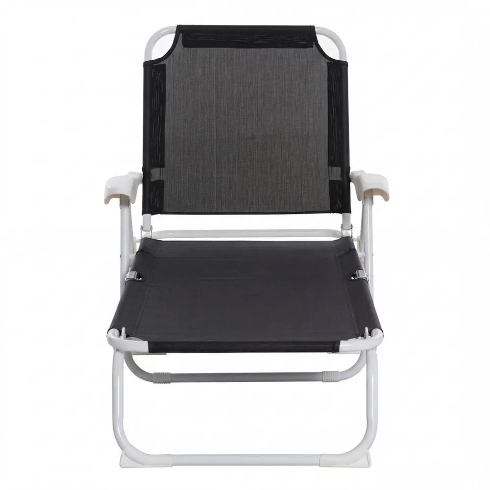 Silla plegable con estructura de acero negro y Textilene 65x55x85 cm-Casaluxeeu