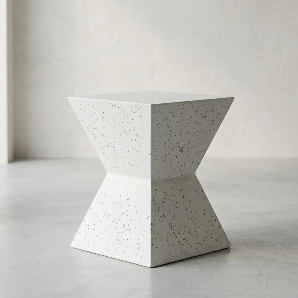 Mesa auxiliar de concreto blanco para exterior-Casaluxeeu