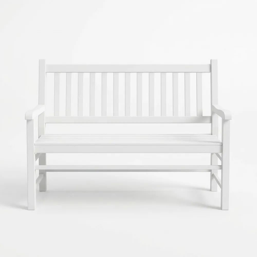 Banco blanco de acacia para exterior-Casaluxeeu