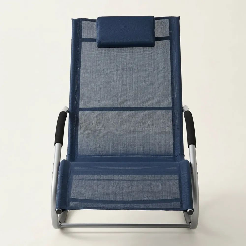 Sillón reclinable azul de acero y Textileno-Casaluxeeu