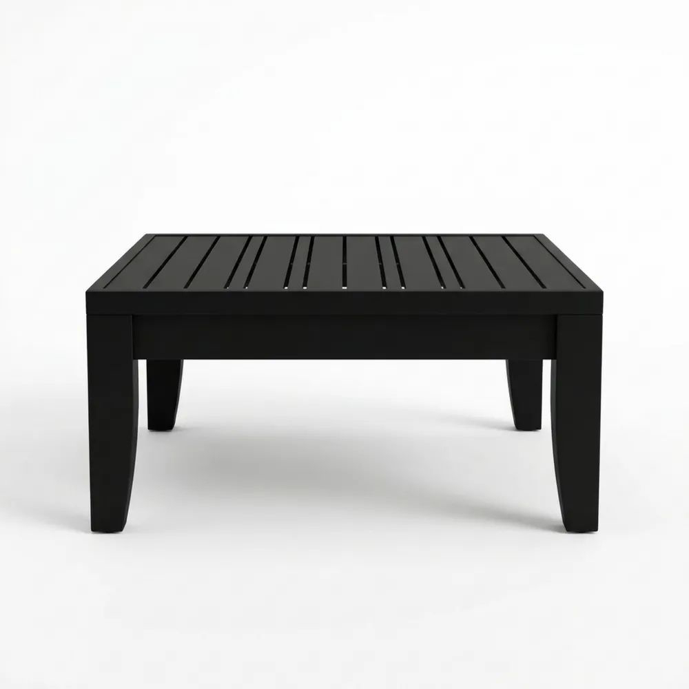 Mesa auxiliar de aluminio negro para exterior 80 cm x 60 cm x 40 cm-Casaluxeeu