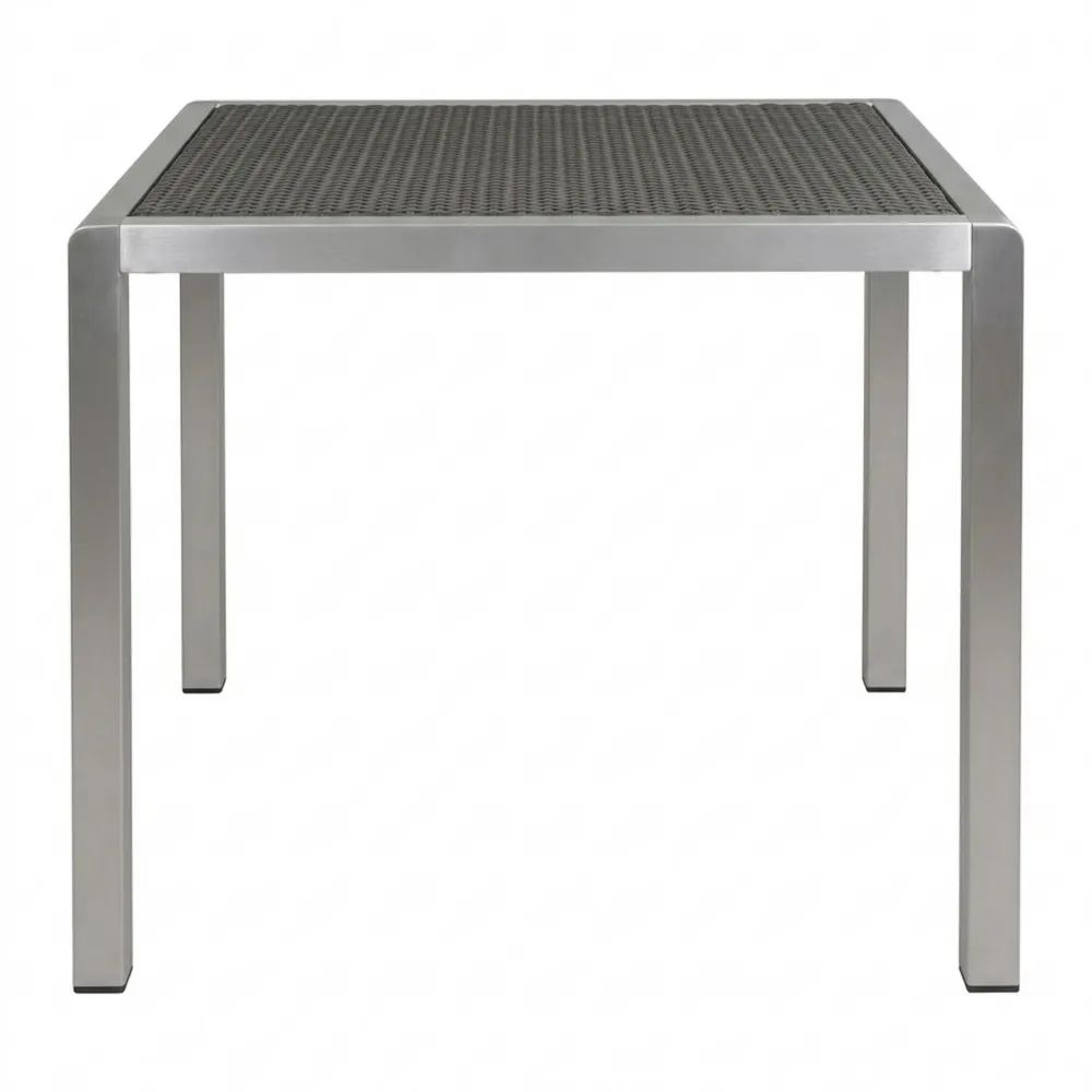 Mesa de comedor de acero inoxidable y malla de alambre 90x90x75 cm-Casaluxeeu