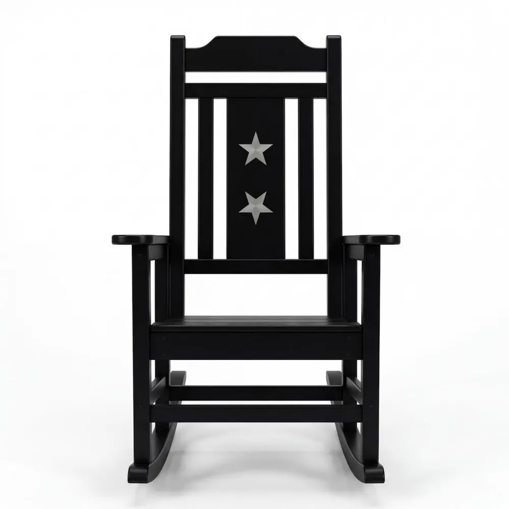 Silla mecedora de pino con respaldo de estrellas-Casaluxeeu