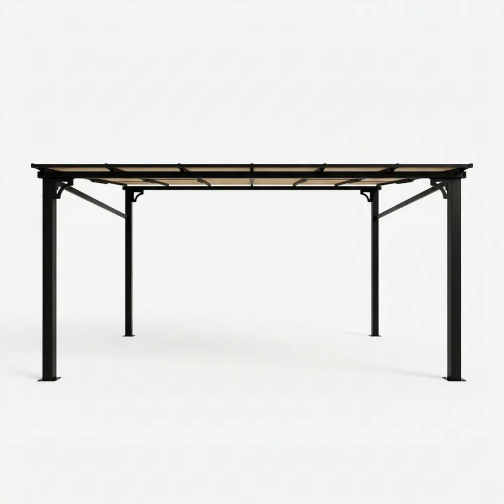Pérgola de Aluminio Negro y Techo Beige 300x400x240 cm-Casaluxeeu