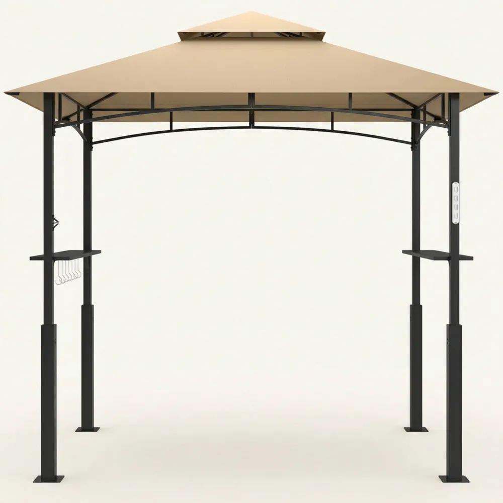 Pérgola de Aluminio y Poliéster Beige 3x3m-Casaluxeeu