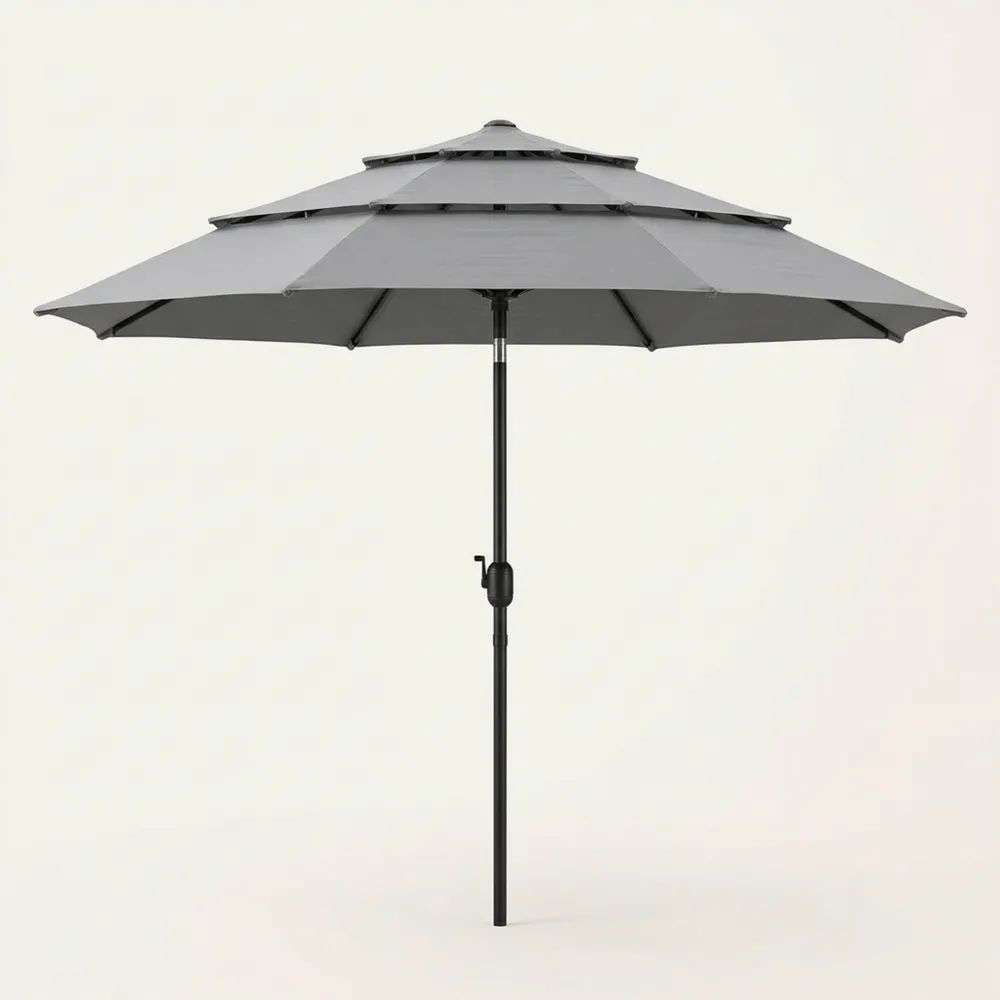 Parasol de poliéster gris con estructura de aluminio de 150 cm-Casaluxeeu