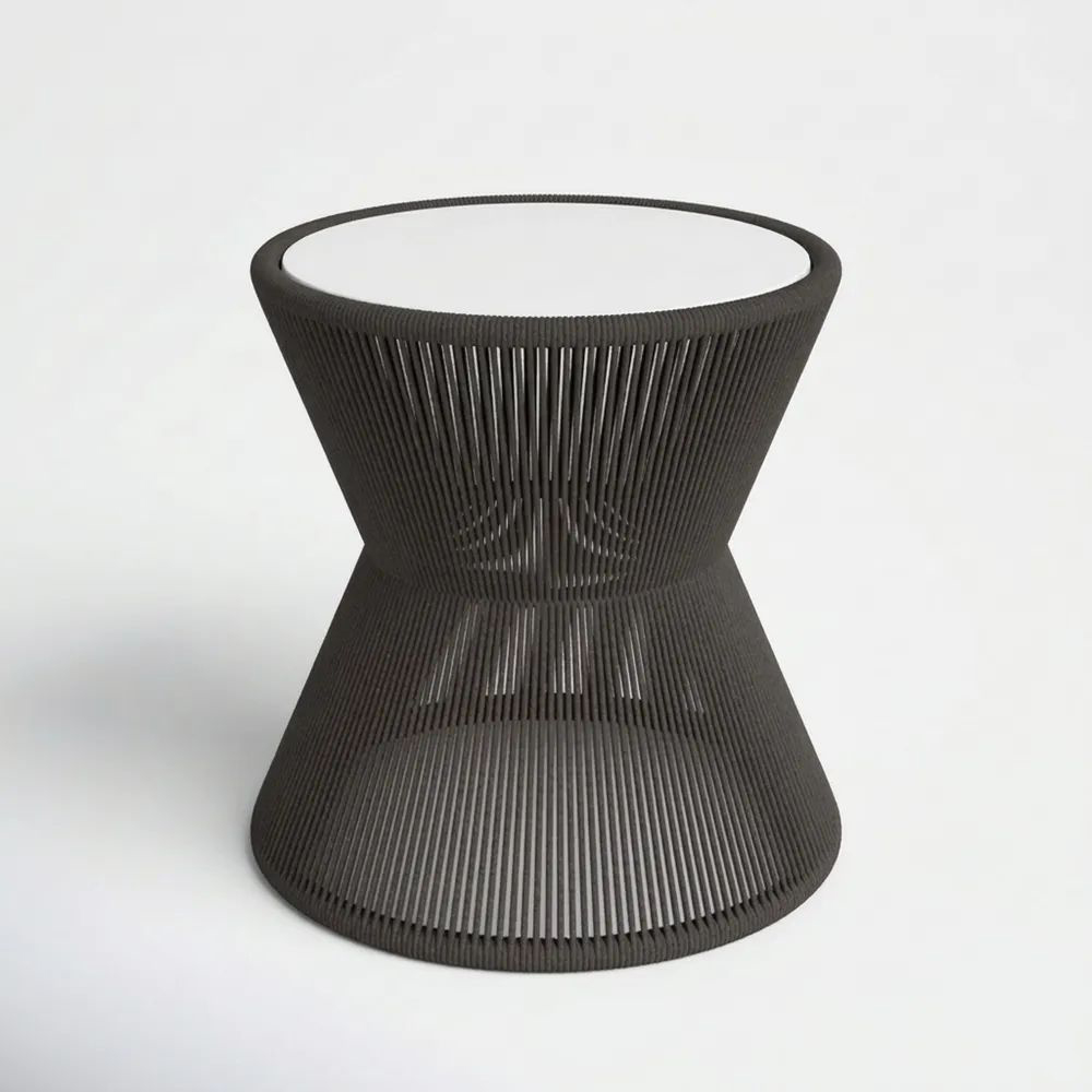 Mesa Auxiliar de Acero con Vidrio Templado Negro-Casaluxeeu