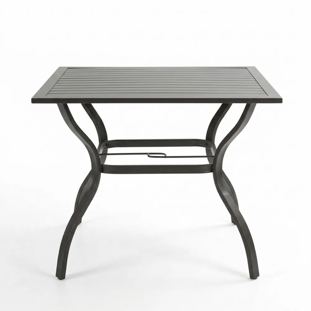 Mesa de patio de aluminio negro 90x90x75 cm-Casaluxeeu