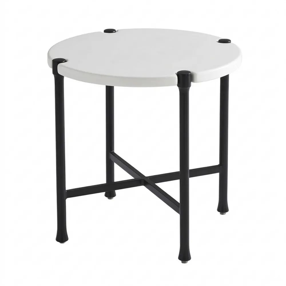 Mesa Redonda de Polipropileno y Acero Negra y Blanca 45cm-Casaluxeeu