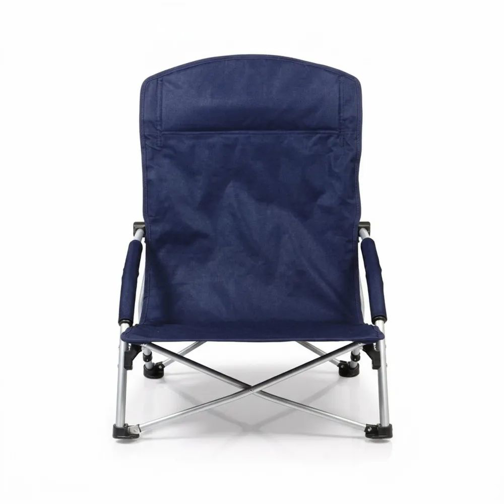 Silla de camping plegable azul con marco de acero y asiento de lona-Casaluxeeu