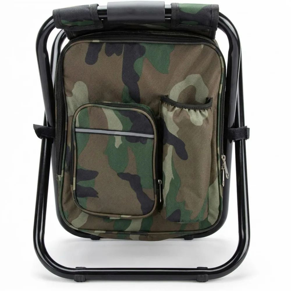 Silla Plegable con Mochila de Tela Oxford y Acero Camuflaje-Casaluxeeu