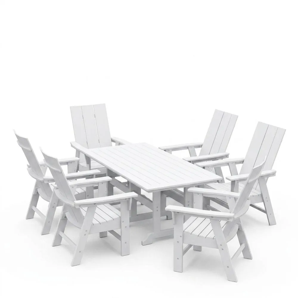 Set da giardino con tavolo e sedie in pino bianco
