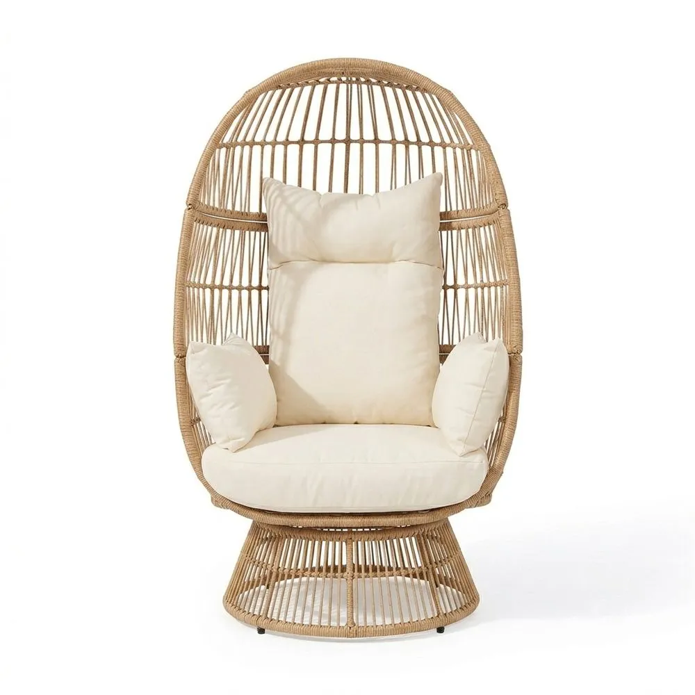 Poltrona Rattan Sintetico con Cuscini Crema