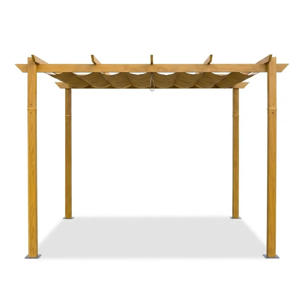 Pergola in legno di pino con copertura in tessuto poliestere 300x300x250 cm